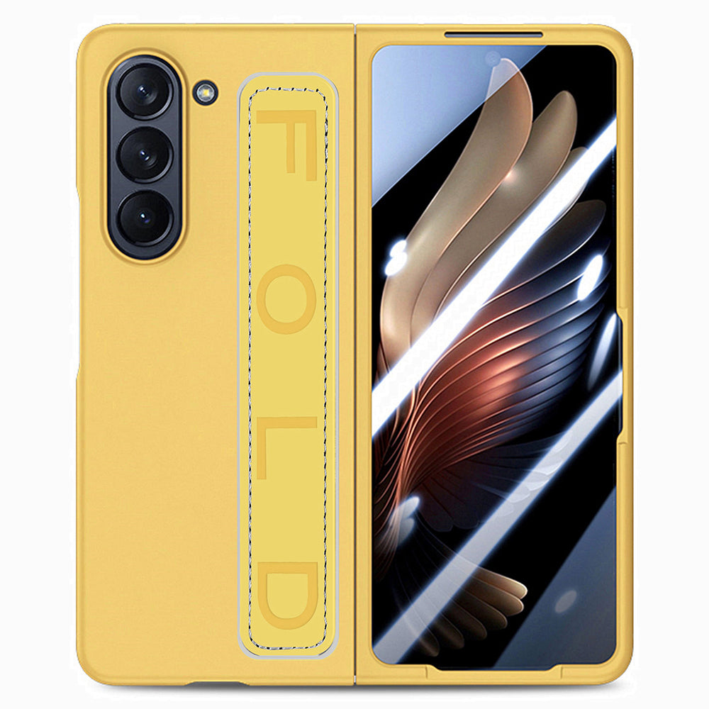 For Samsung Galaxy Z Fold5 5G Hard PC Skin-touch Phone Case Wristband Anti-drop Cover with Tempered Glass Film For Samsung Galaxy Z Fold5 5G Hard PC Skin-touch Phone Case Wristband Anti-drop Cover with Tempered Glass Film
